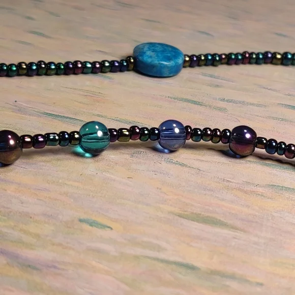 Blue Agate & Glass Beads Handmade Bracelet - Picture 6 of 13